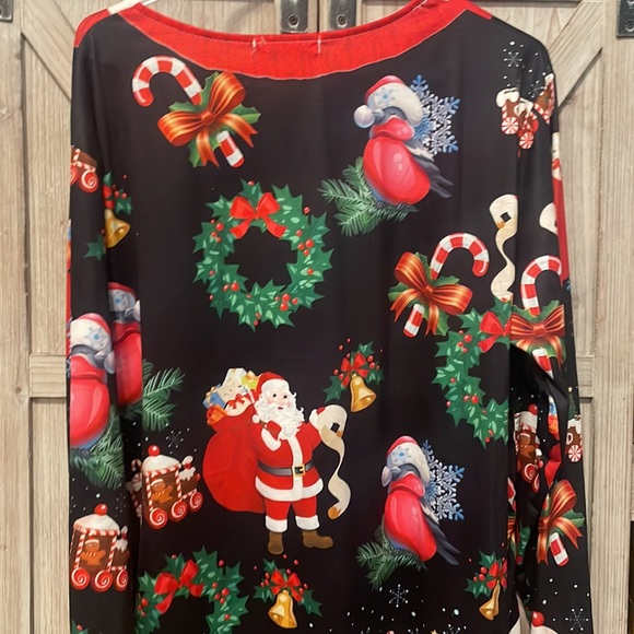 New plus size printed long sleeved t shirt - looks like ugly sweater- lighter - Picture 3 of 4